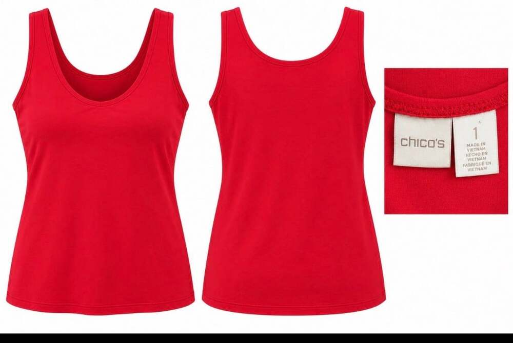 Chico's Orange-Red Scoop Neck Sleeveless Tank Top Size 1